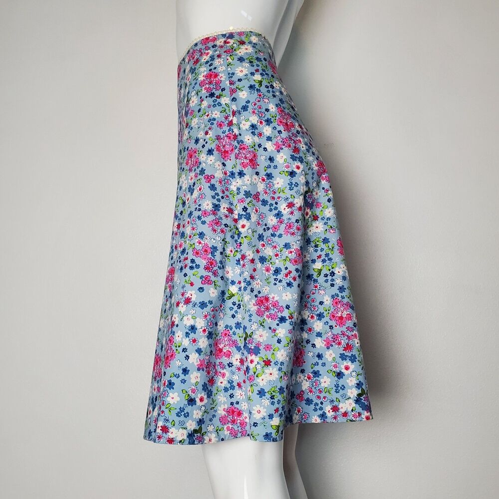 Vintage Y2k Von Mozart Blue Floral Skirt View 5
